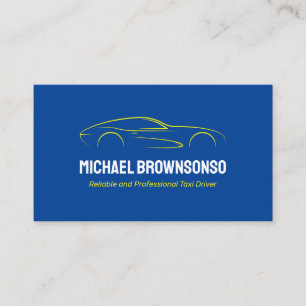 Navy Yellow Luxury Car Illustration Design Business Card
