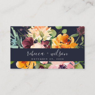 NAVY YELLOW ORANGE FLORA BUNCH WEDDING WEBSITE BUSINESS CARD