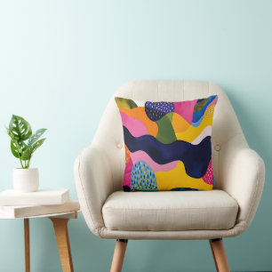 Navy, Yellow, Pink, and Blue Colour Pop Cushion