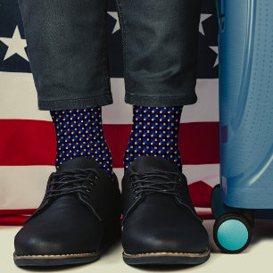 Navy Yellow Pixels Cool Chequered Pattern Abstract Socks