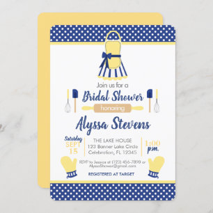 Navy & Yellow Retro Kitchen Bridal Shower Invitation