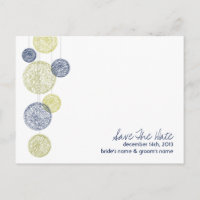 Navy & Yellow Twine Globes Wedding Save The Date