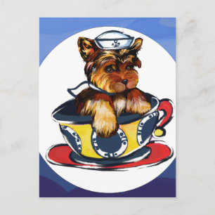 Navy Yorkie Poo Postcard