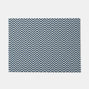 Navy Zig Zag Wave Pattern Doormat
