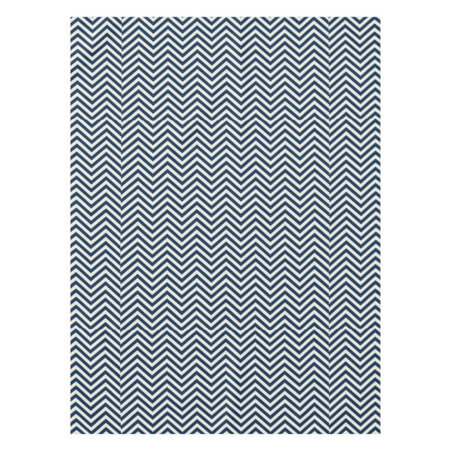 Navy Zig Zag Wave Pattern Tablecloth (Front)