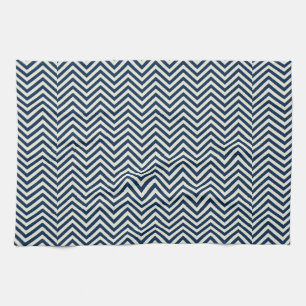 Navy Zig Zag Wave Pattern Tea Towel