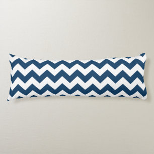 Navy Zigzag, Navy Chevron, Geometric Pattern Body Cushion