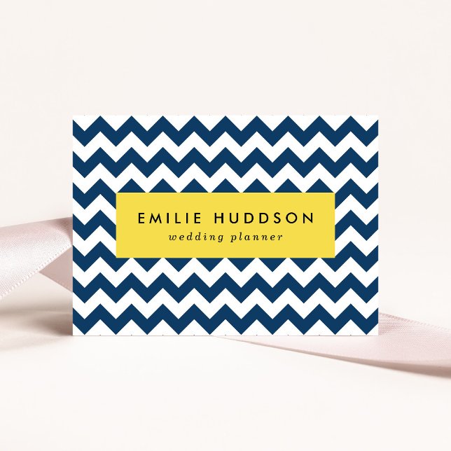 Navy Zigzag, Navy Chevron, Geometric Pattern Business Card (Creator Uploaded)