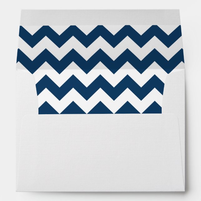 Navy Zigzag, Navy Chevron, Geometric Pattern Envelope (Back (Bottom))