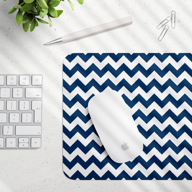Navy Zigzag, Navy Chevron, Geometric Pattern Mouse Pad (Creator Uploaded)