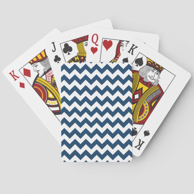 Navy Zigzag, Navy Chevron, Geometric Pattern Playing Cards (Back)