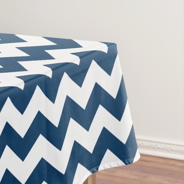 Navy Zigzag, Navy Chevron, Geometric Pattern Tablecloth (In Situ)