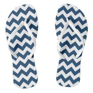 Navy Zigzag, Navy Chevron, Geometric Pattern Thongs