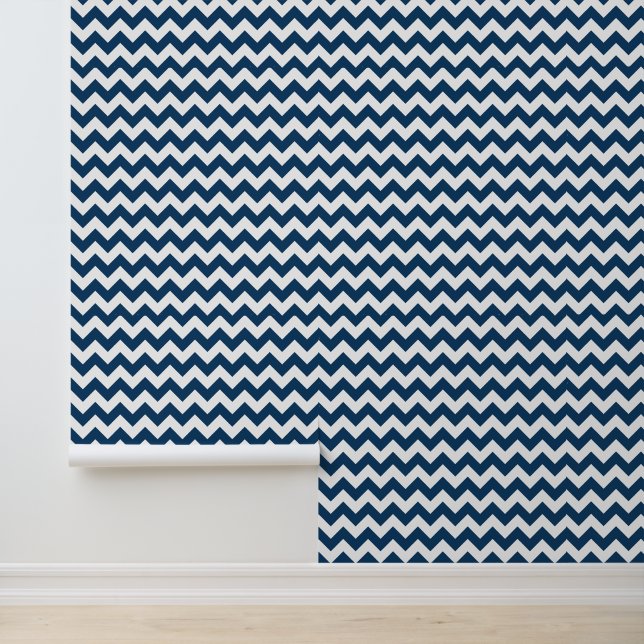 Navy Zigzag, Navy Chevron, Geometric Pattern Wallpaper (Application)