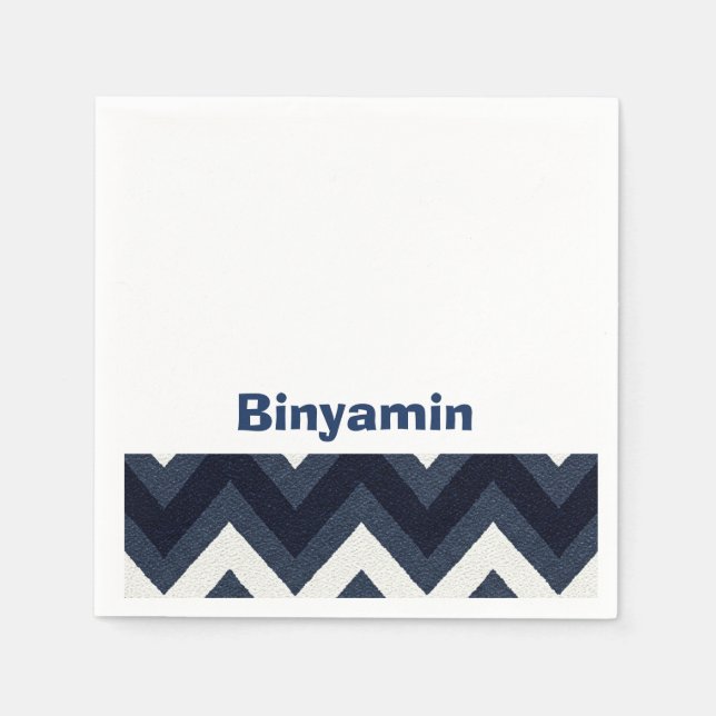 Navy zigzag upsherin napkin (Front)