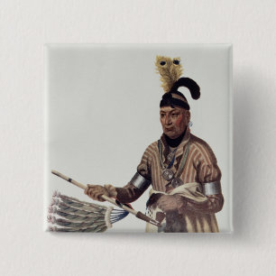 Naw-Kaw or 'Wood', a Winnebago Chief 15 Cm Square Badge
