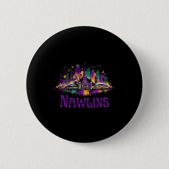 Nawlins New Orleans Cityscape Mardi-gras Souvenir  6 Cm Round Badge (Front)