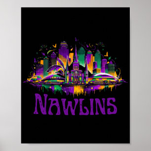 Nawlins New Orleans Cityscape Mardi-gras Souvenir  Poster