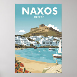 Naxos Greece  Beach Travel Poster