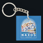 Naxos Greece Illustration Travel Art Vintage Key Ring<br><div class="desc">Naxos retro vector travel design. Naxos is a Greek island in the South Aegean,  the largest of the Cyclades island group. Its fertile landscape spans mountain villages,  ancient ruins and long stretches of beach.</div>
