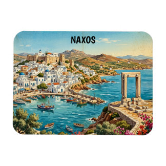 Naxos Greece Retro Vintage Travel Illustration Magnet