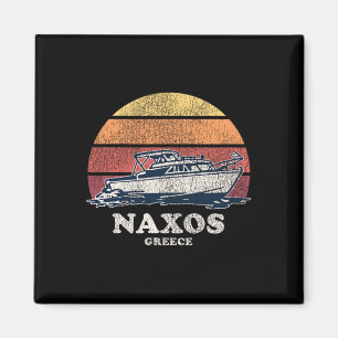 Naxos Greece Vintage Boating 70s Retro Boat Design Magnet