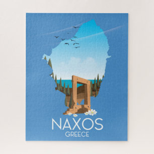 Naxos Map Greek travel poster. Jigsaw Puzzle