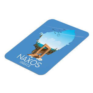 Naxos Map Greek travel poster. Magnet