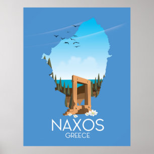 Naxos Map Greek travel poster. Poster