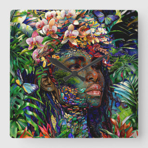 “Nayari” - Jungle Mirage - Women In Amazonia   Square Wall Clock