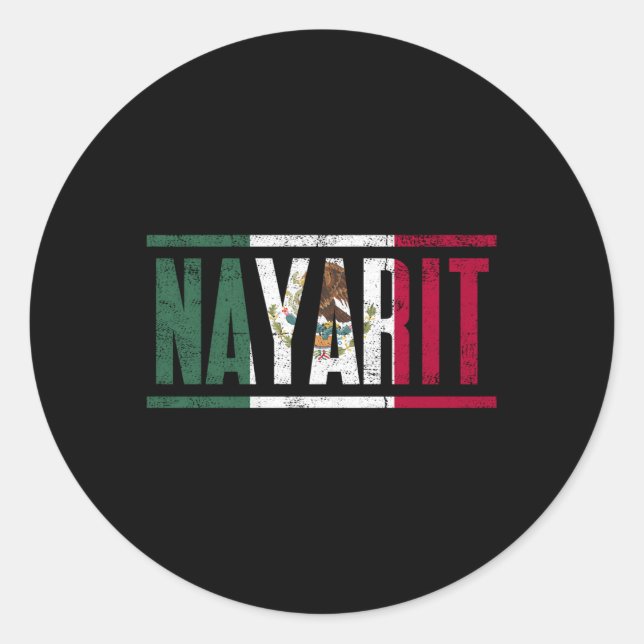 Nayarit Con La Bandera De Mã©Xico Classic Round Sticker (Front)
