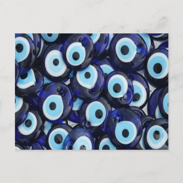 Nazar Amulets Evil Eye Stones Blue Pattern Postcard (Front)