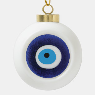 Nazar Evil Eye Protection Symbol Ceramic Ball Christmas Ornament