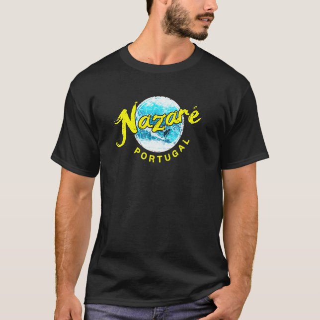 Nazare Portugal Big Wave Surfer T-Shirt (Front)