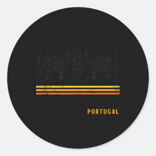 Nazare Portugal Retro Surfing Classic Round Sticker