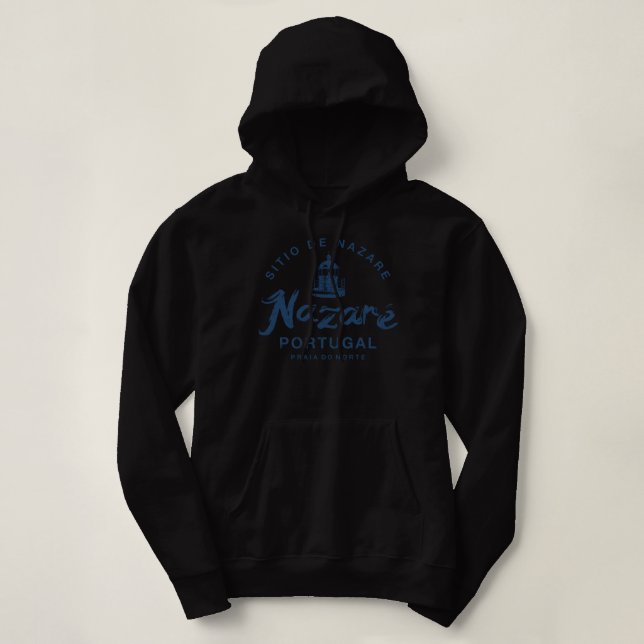 Nazare Portugal Surfing Retro Vintage 985 Hoodie (Design Front)