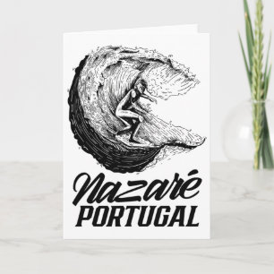 Nazaré Portugal Surfing Surfer Surf Wave Card