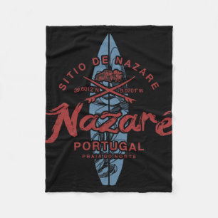 Nazare Portugal Surfing Vintage _1  Fleece Blanket