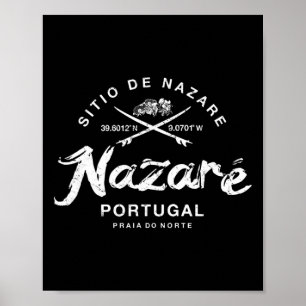 Nazare Portugal Vintage Retro Surfing  Poster