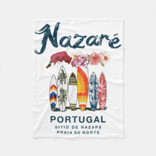 Nazare Portugal Vintage Surfing _4  Fleece Blanket