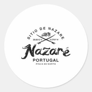 Nazare Portugal Vintage Surfing  Classic Round Sticker