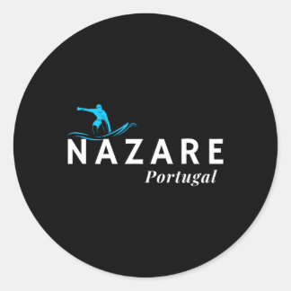 Nazare Portugal Wave Surf Surfing Surfer  Classic Round Sticker