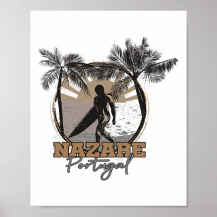 Nazare Surfer I Portugal Retro I Surfing I Nazare Poster