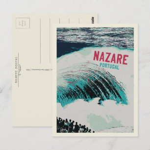Nazare's Biggest Waves in the world illustration Postcard