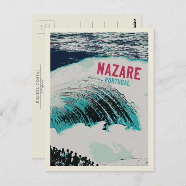 Nazare's Biggest Waves in the world illustration Postcard (Front/Back)