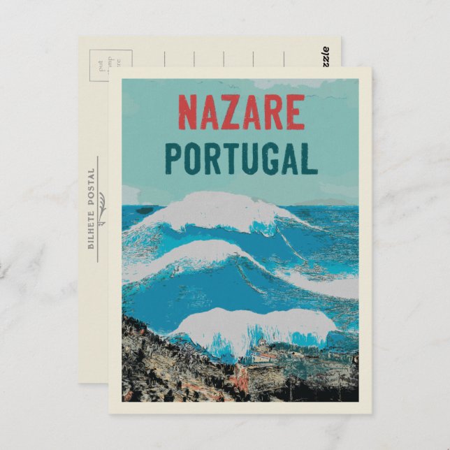 Nazare's Biggest Waves in the world illustration Postcard (Front/Back)