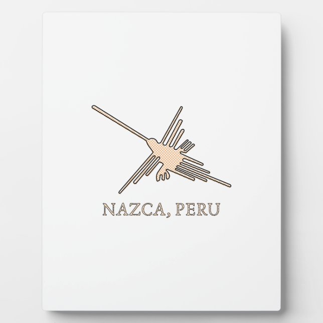 Nazca Hummingbird Geoglyph Newsprint Plaque (Front)