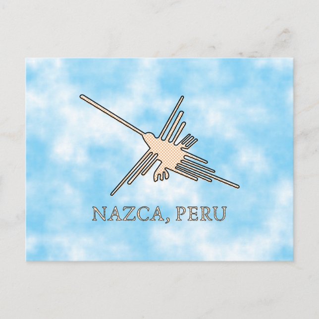 Nazca Hummingbird Geoglyph Newsprint Postcard (Front)