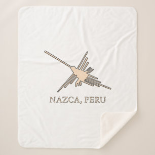 Nazca Hummingbird Geoglyph Newsprint  Sherpa Blanket