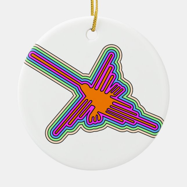 Nazca Hummingbird Peru Drawing Ceramic Ornament (Front)